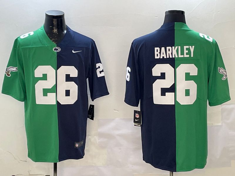 Men 2025 Philadelphia Eagles #26 Barkley Blue Green Nike Limited NFL Jersey style 3